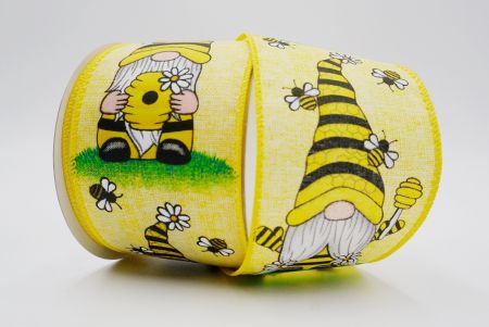 Cinta de primavera de tejido liso_elfo con abejas de miel amarillas